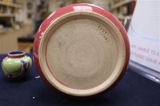 A Clarice Cliff Bizarre miniature vase and an Ault vase